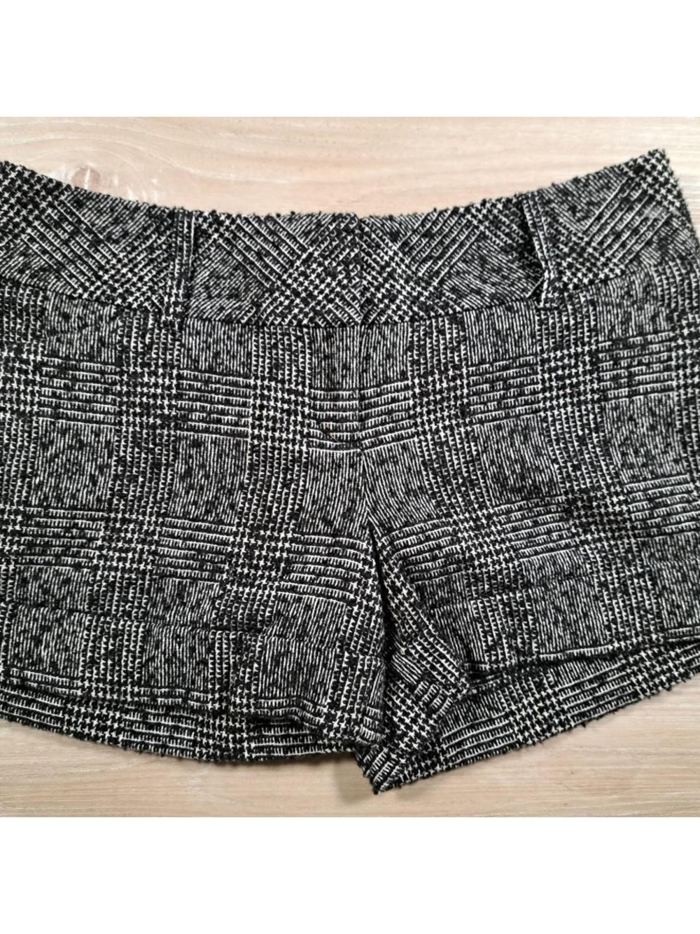 Women's Black & White Plaid Knit Shorts
